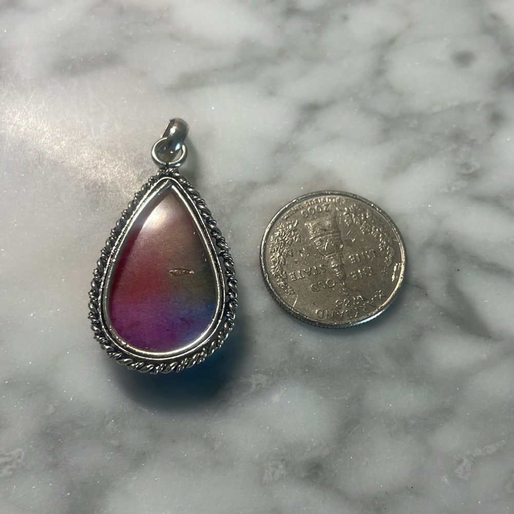 Watermelon tourmaline silver pendant - Picture 5 of 5